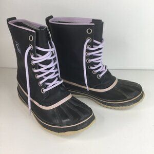 Sorel 1964 Premium Winter Lace Up Waterproof Boots Black/ Pink Shoes Size 7